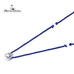 ネコスカルネックレス(シルクコードペンダント)MYP-7BL