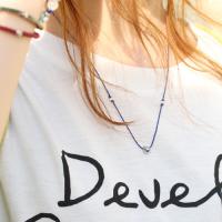 ネコスカルネックレス(シルクコードペンダント)MYP-7BL